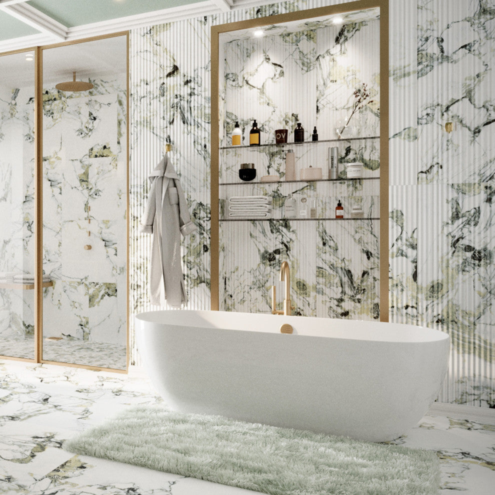 Touche Pleated Deco Jade Porcelain Floor/Wall Tile