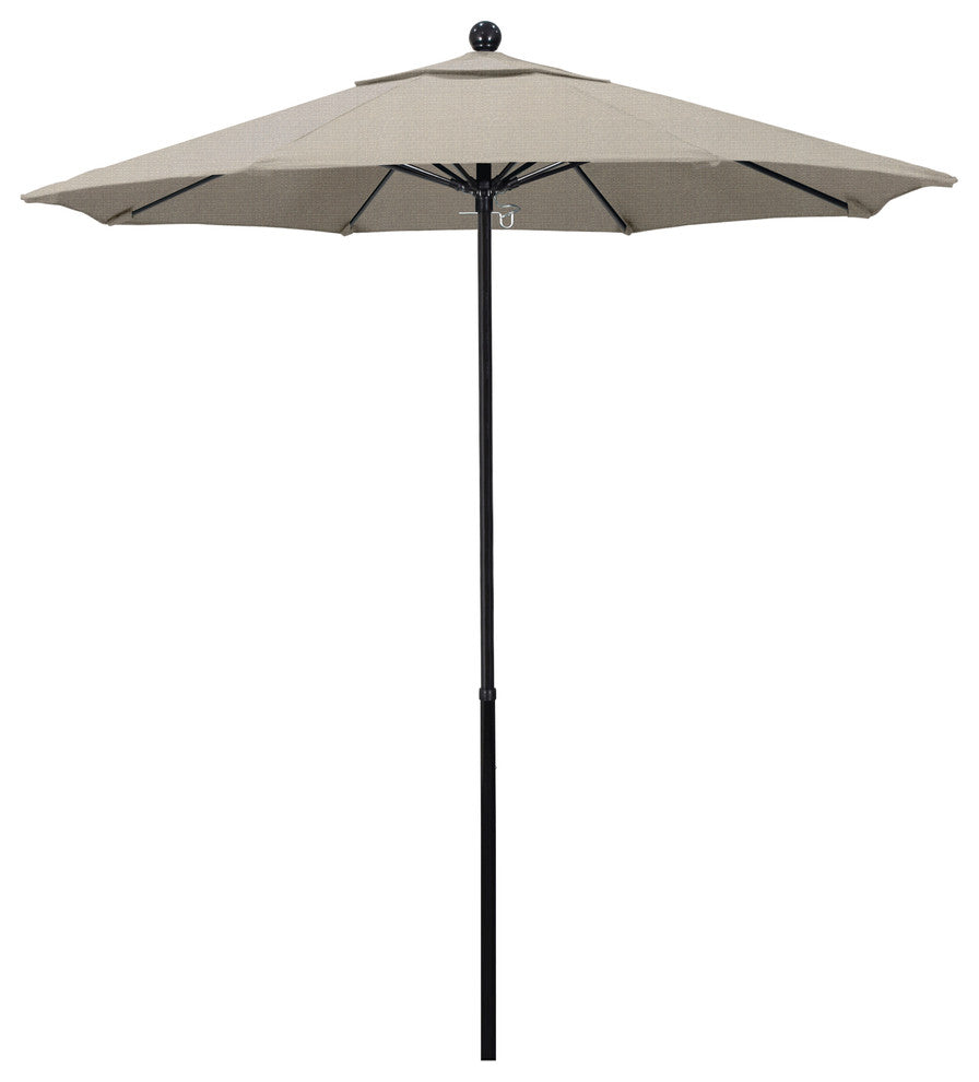 7.5'  Black Push Lift Fiberglass Umbrella, Woven Granite Olefin