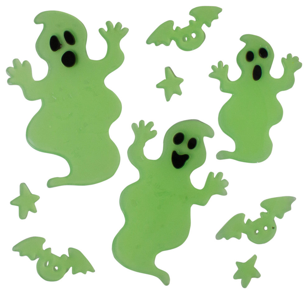 Glow In The Dark Ghost Halloween Gel Window Clings