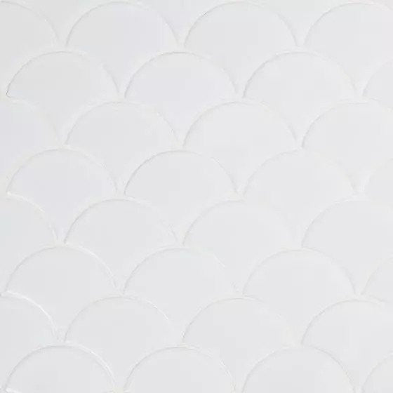 Retro Scallop Bianco Porcelain Mosaic, Sample