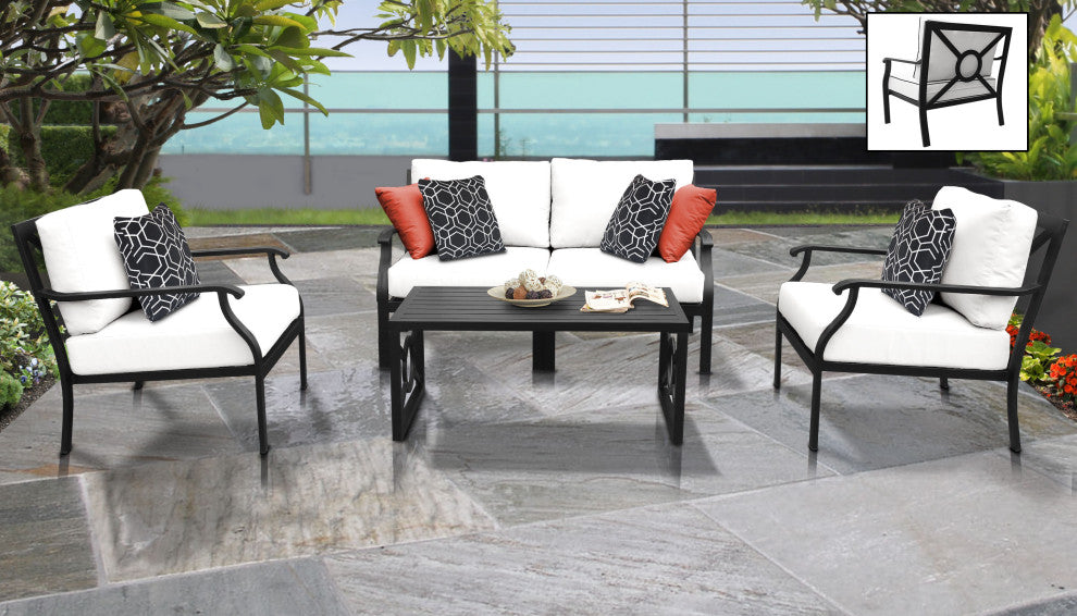 kathy ireland Madison Ave. 5 Piece Aluminum Patio Furniture Set 05c, Alabaster