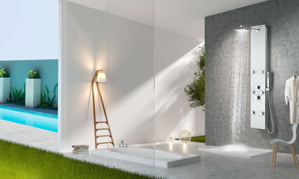 ANZZI Jaguar 60" 6-Jetted Full Body Shower Panel, White