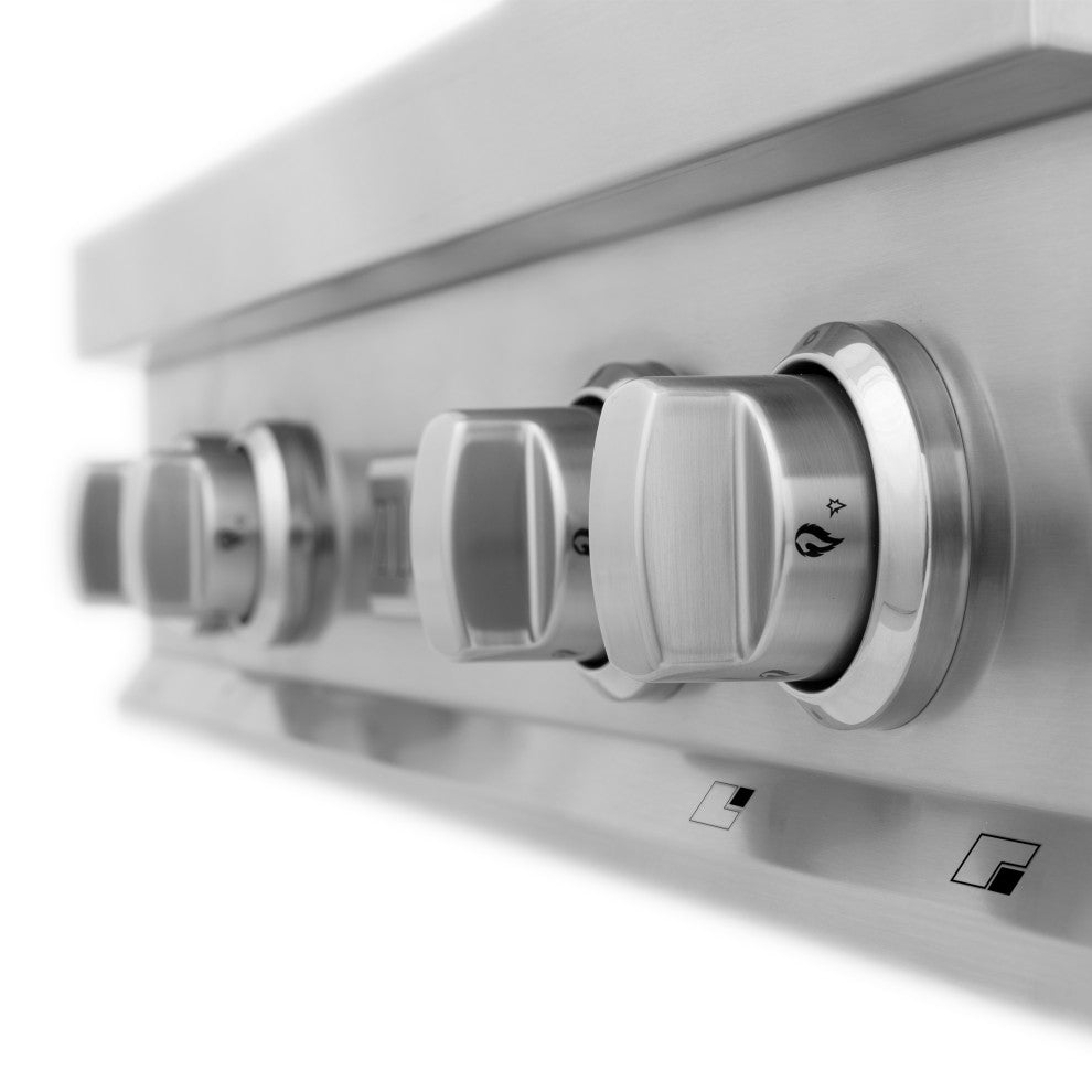 ZLINE 30" Porcelain Gas Stovetop With 4 Gas Brass Burners and Griddle