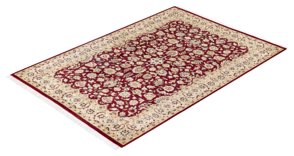 Mogul, One-of-a-Kind Hand-Knotted Area Rug Red, 4' 2" x 6' 1"