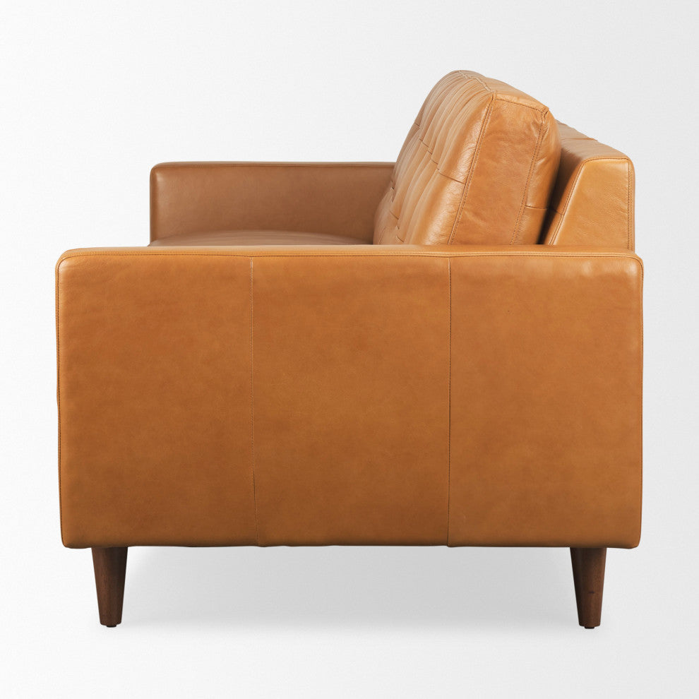 Olaf 88.2Lx37.8Wx35H Tan Leather Sofa