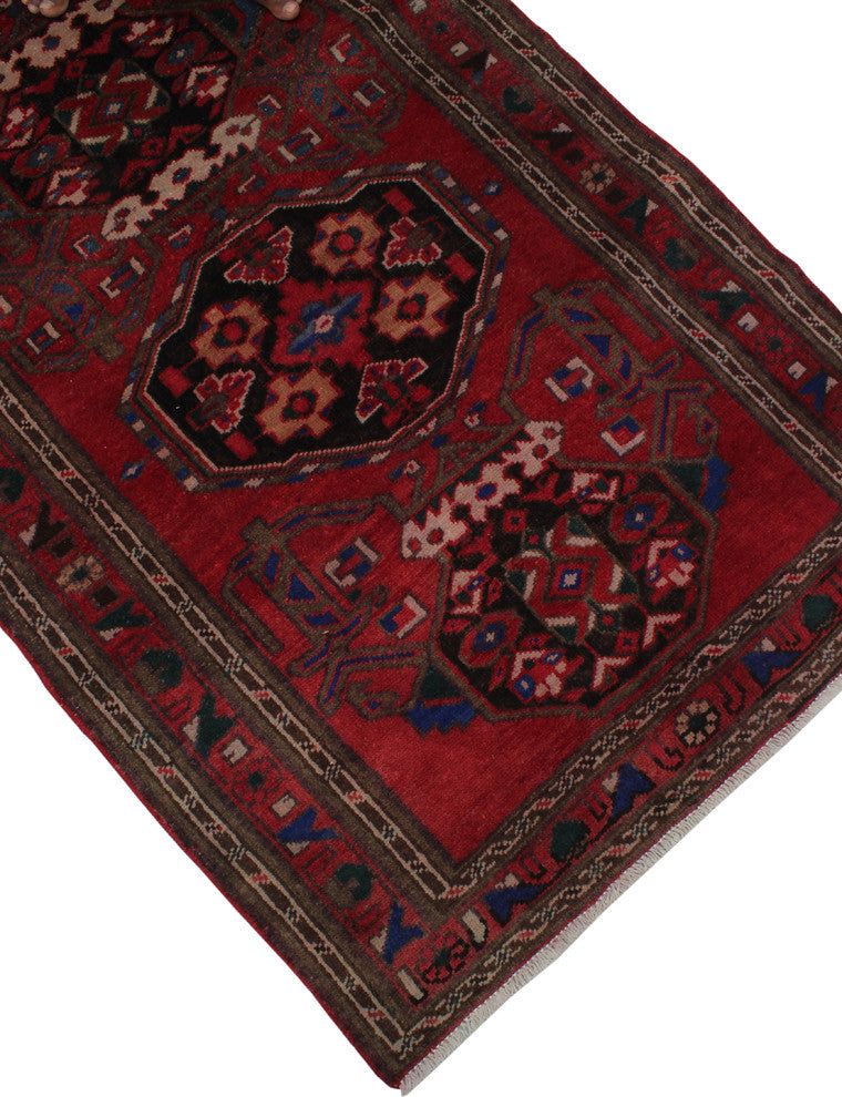 Fine Vintage Distressed Ahwas Red Runner, 3''7x10''1