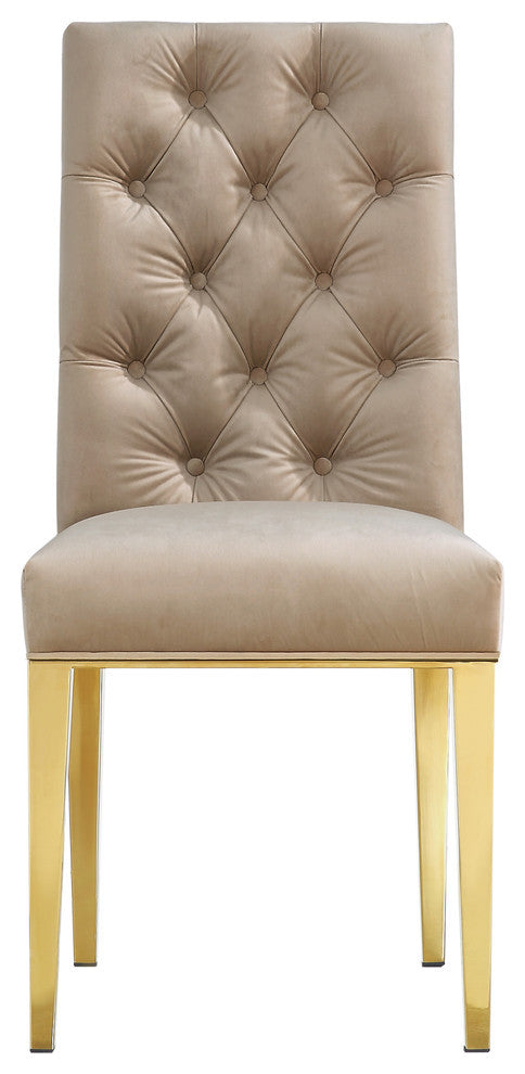 Capri Velvet Upholstered Dining Chair (Set of 2), Beige