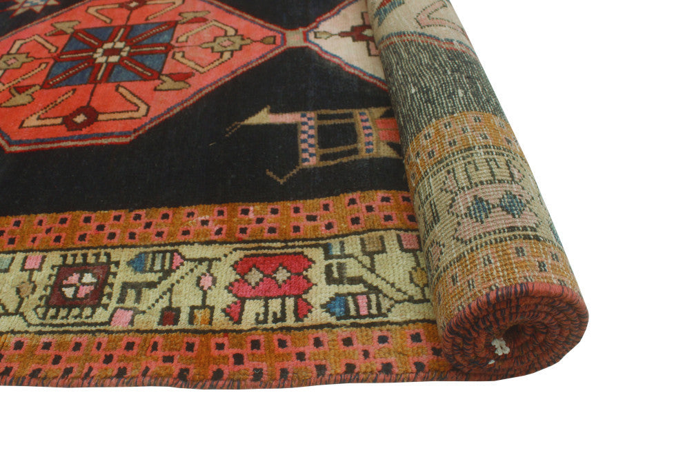 Fine Vintage Distressed Tansholpan Charcoal/Navy Runner, 3'6x10'4