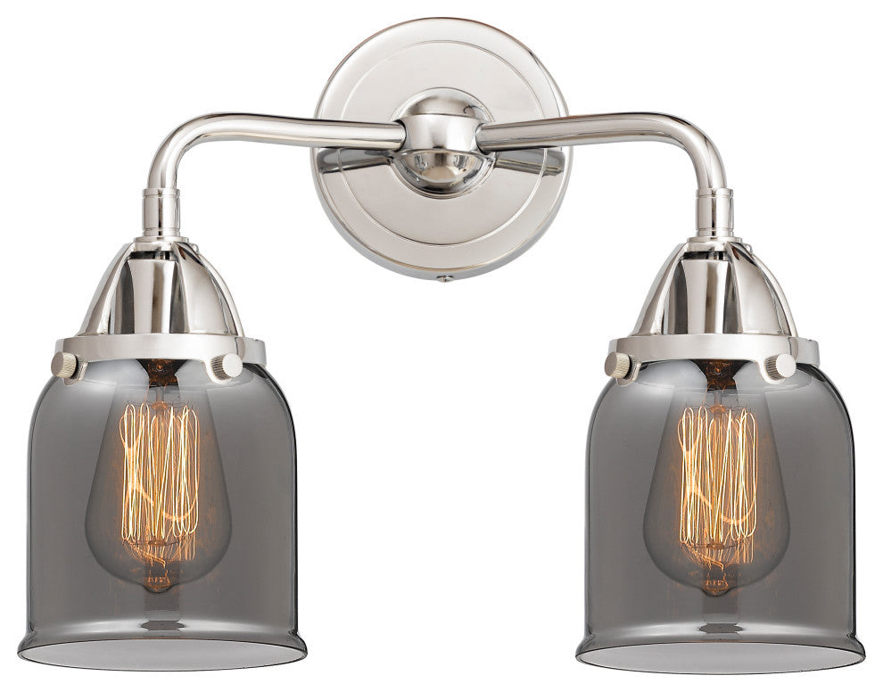 Small Bell Bath Vanity Light, Polished Chrome, Plated Smoke, Plated Smoke