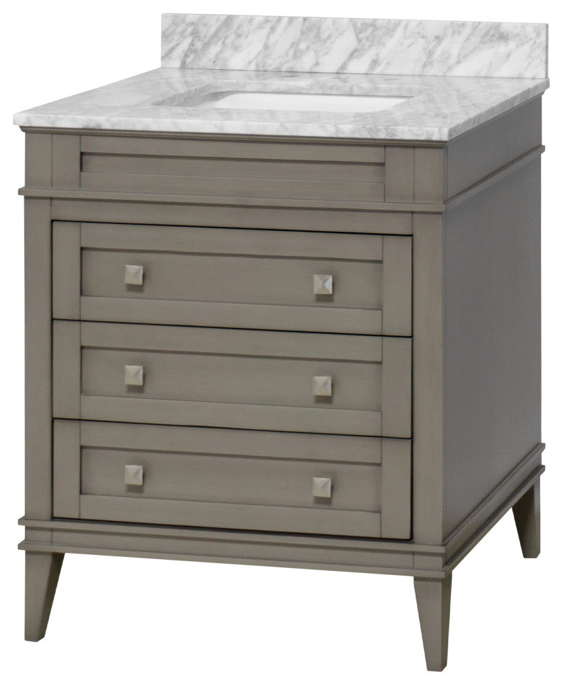 Eleanor 30" Bathroom Vanity, Weathered Gray, Carrara Marble Top