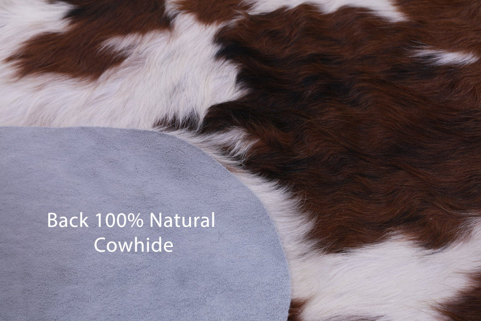 6' 7" X 5' 7" Brown and White Natural Cowhide Rug C1567
