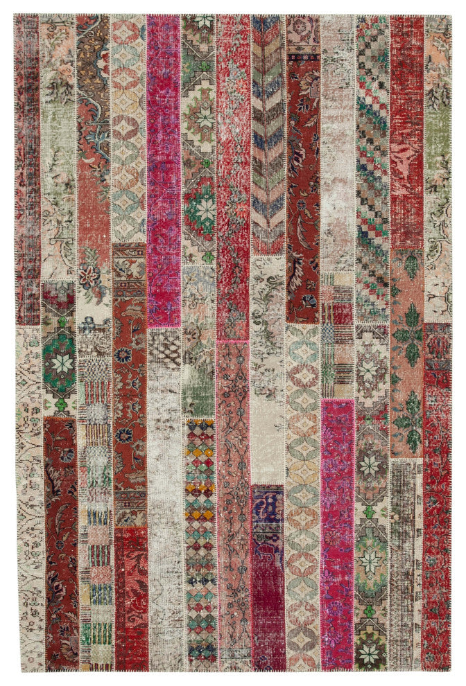 Rug N Carpet - Handwoven Anatolian 6' 8" x 10' 1" Wool Patchwork Area Rug