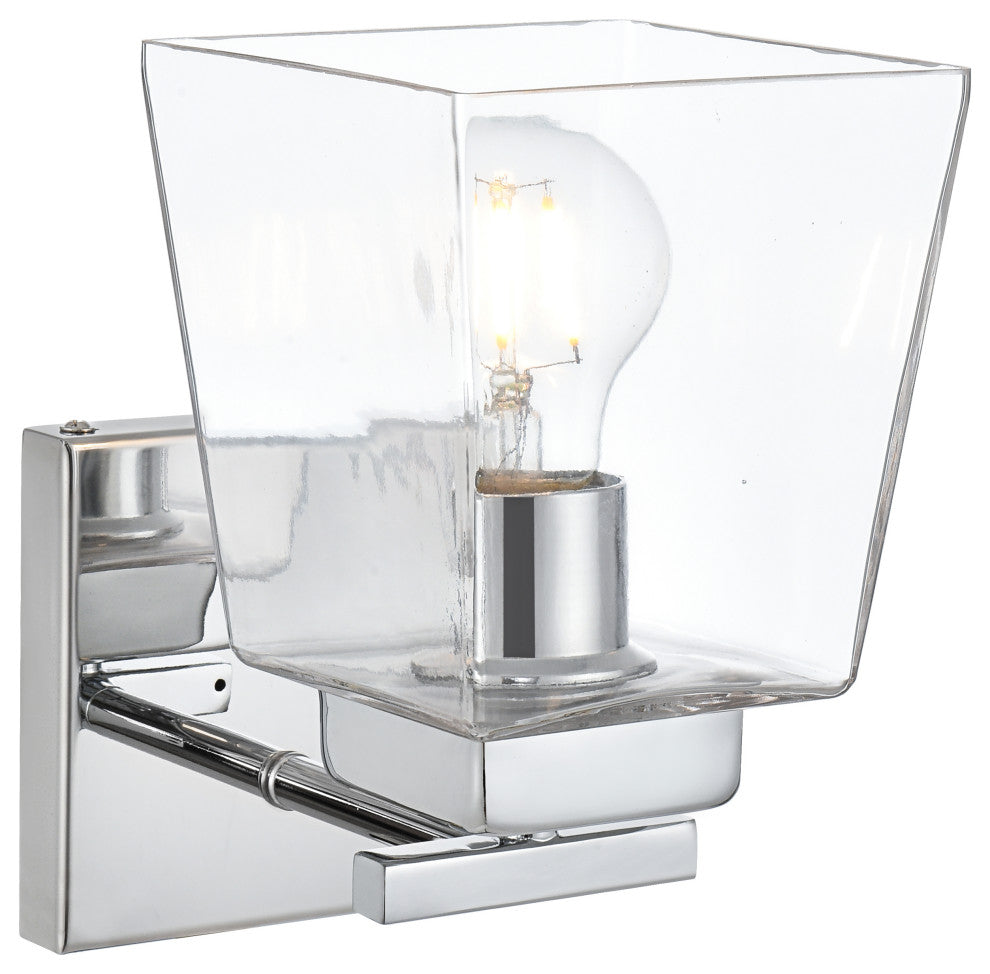 1 Light Chrome And Clear Bath Sconce