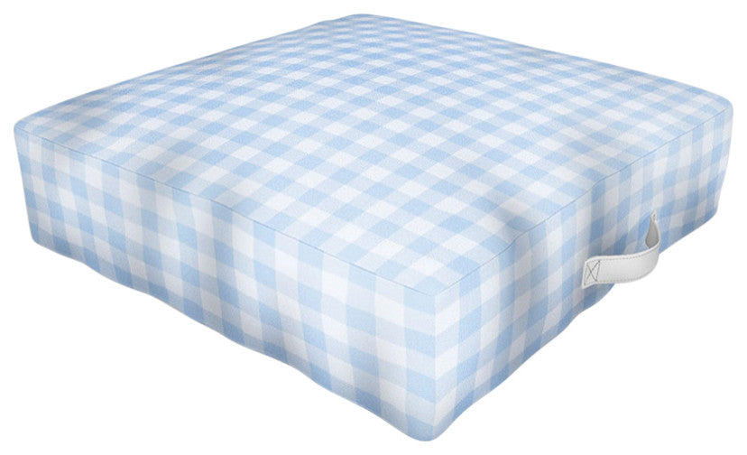 Colour Poems Gingham Pattern Blue Outdoor Floor Cushion