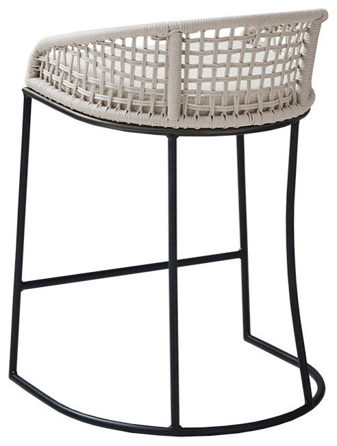 Madison Park Rope Woven Low-Back Counter Stool, Natural White