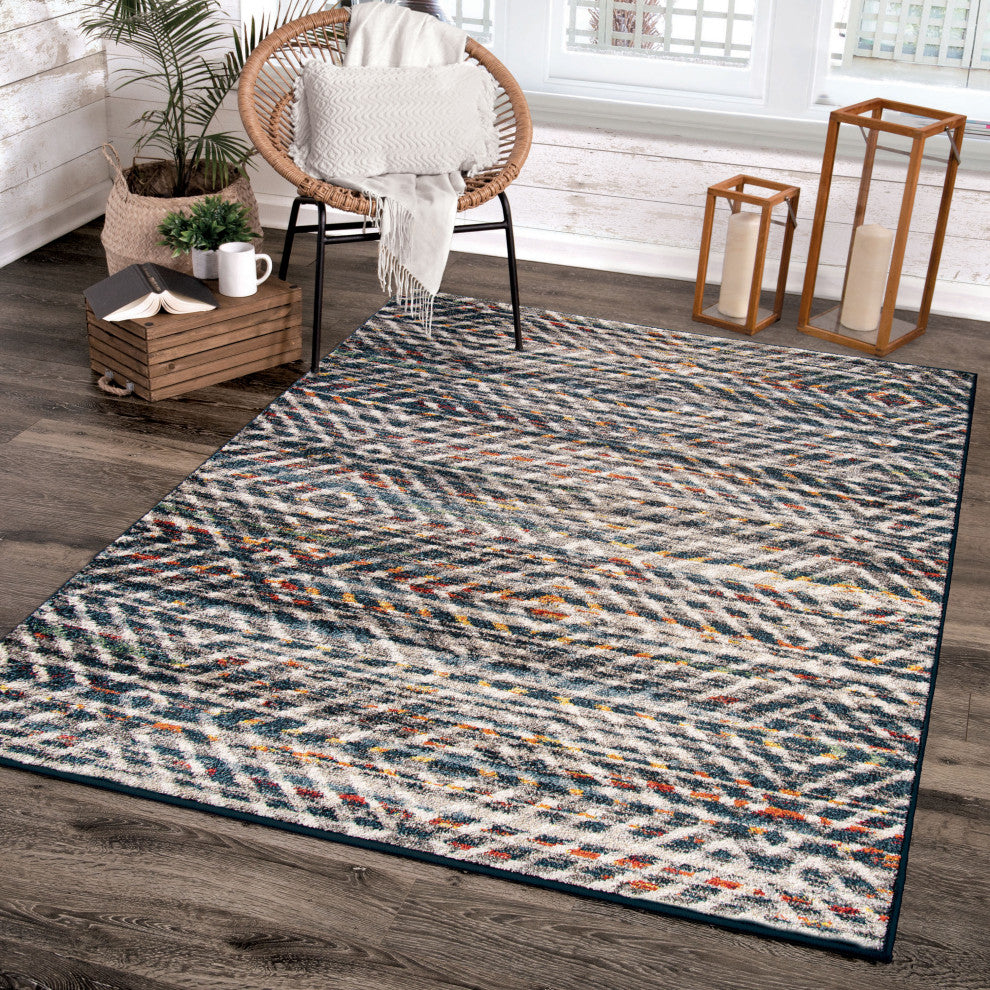 Orian Gemstone Mingled Dark Blue Area Rug 5'3" x 7'6"