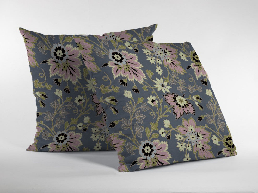 20 Gray Pink Jacobean Suede Throw Pillow