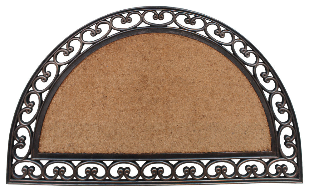 A1HC Natural Coir & Rubber 30"x48", Front Door Entry Doormat, Standard Half Round Copper