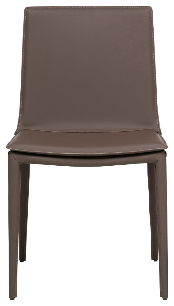 Elite Living Hilton (Set of 2) Modern Leather Upholstered Dining Chair, Brown