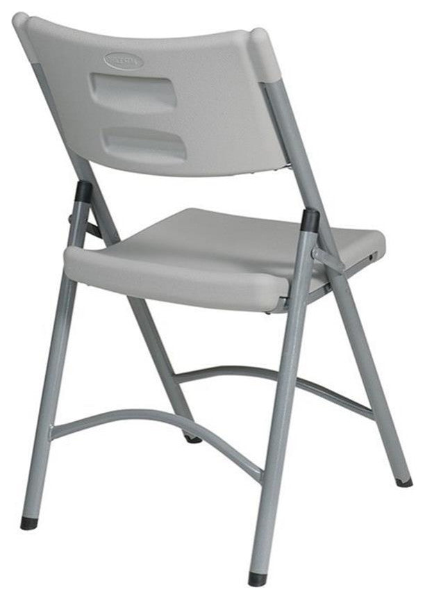 Light Gray Resin Folding Chair in Silver Set of 4