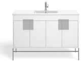 Lockhart Bath Vanity, White, 48", Polished Chrome Hardware, Single Sink, Freestanding