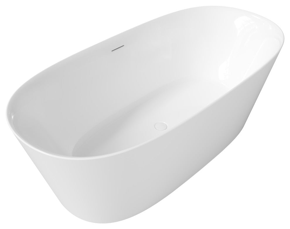 Perlato Lucca Freestanding Soaking Tub, White, 67"