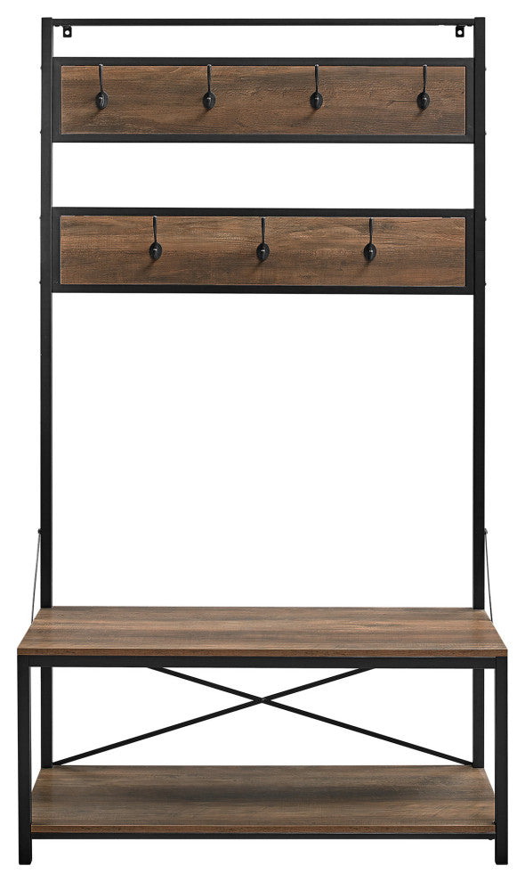 James Allan WEIF21294 Rustic Industrial 40" W Entryway Hall Tree - Driftwood