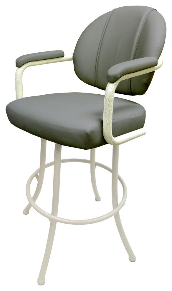 Swivel Counter Metal Pub Set - M-70 Stools 26" or 30", Grey Vinyl - White, 30", Crackle Glass