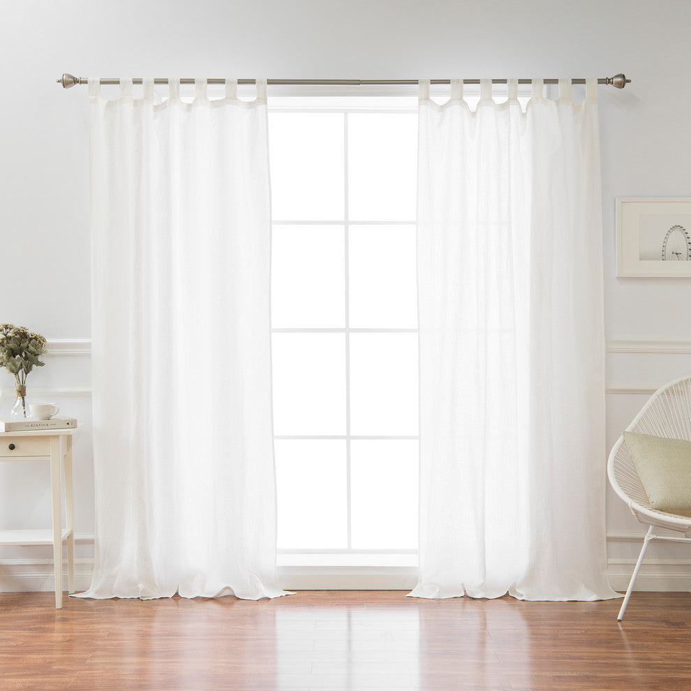 Abelia Belgian Flax Linen Tab Top Curtain