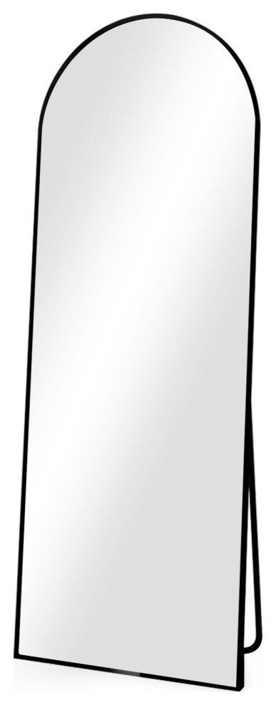 Easly 17x58 Arched Aluminum Framed Full Length Mirror Standing Floor Mirror, Black