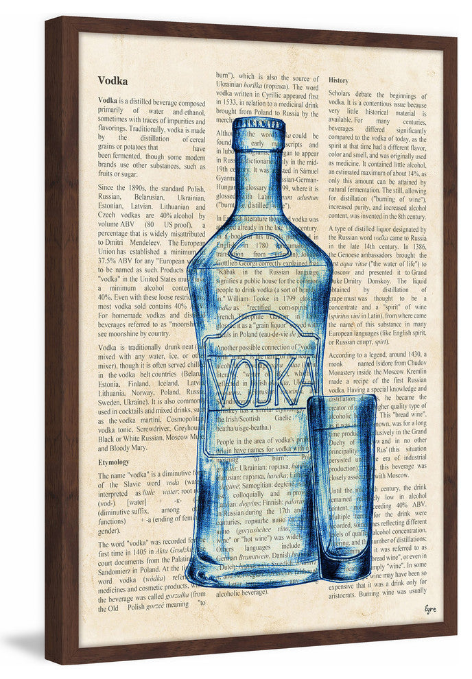 "Blue Vodka History" Framed Painting Print, 24"x36"