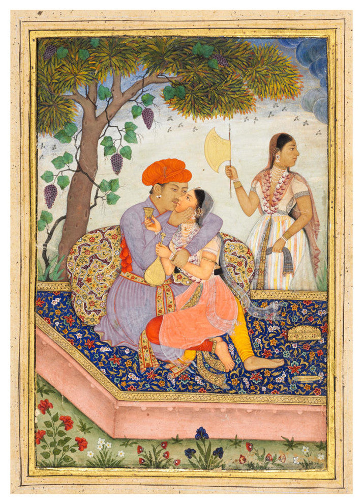 "Lovers Embracing, c. 1630-1650" Paper Print by Mughal, 17th century, 23"x32"