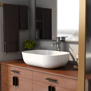 White Rectangular Ceramic Countertop Bathroom Vanity Vessel Sink