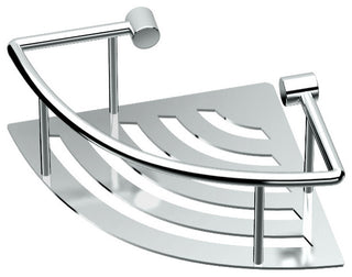 Elegant Corner Shelf With Rails, Chrome, 8"
