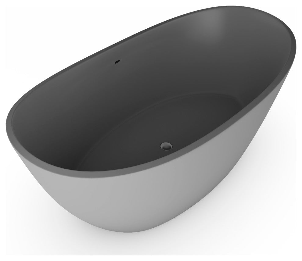CastelloUSA Manhattan Solid Surface Stone Resin Freestanding Tub, Gray, 59"