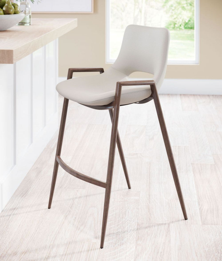 Desi Counter Stool, Set of 2 Beige/Walnut
