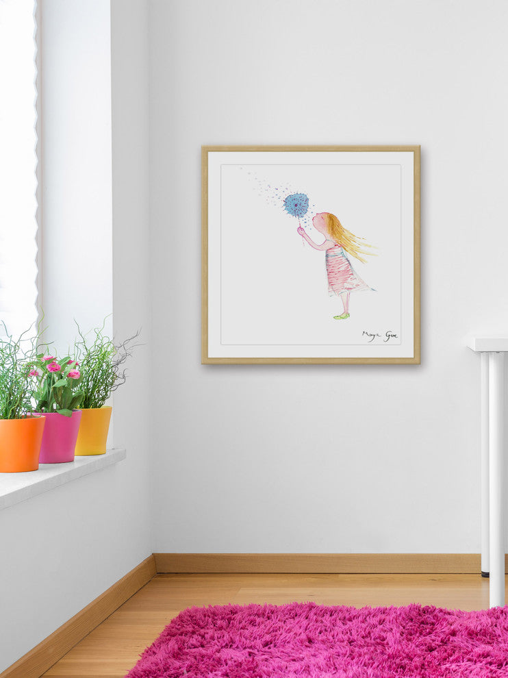 Marmont Hill, "Girl with Dandelion" by Maya Gur Framed Painting Print, 24x24