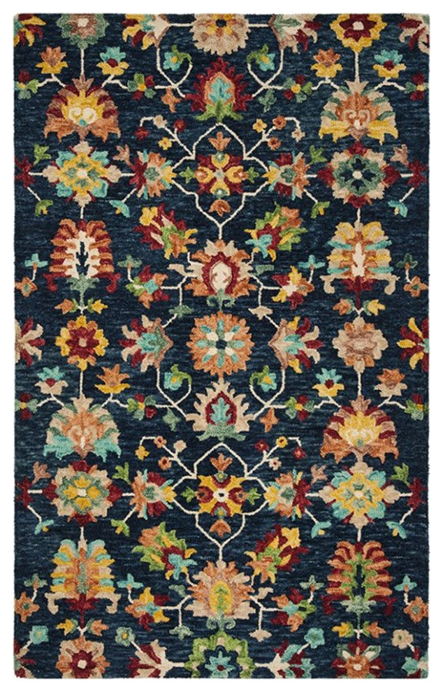 Safavieh Aspen 5' x 8' Hand Tufted Wool Rug in Navy and Red