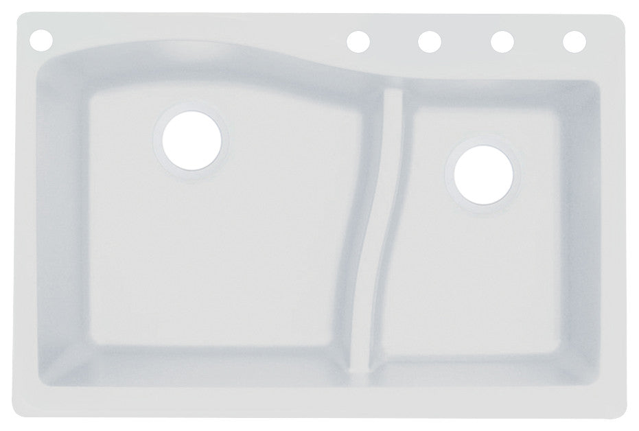 Aversa SilQ Granite 33-in. Drop-in Kitchen Sink with 5 Faucet Holes in White
