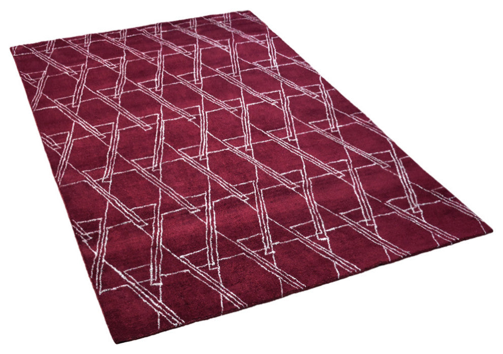 HAND KNOTTED LOOM SILK ECO-FRIENDLY RUGS-8'x10',Rectangle,Red Beige,Contemporary