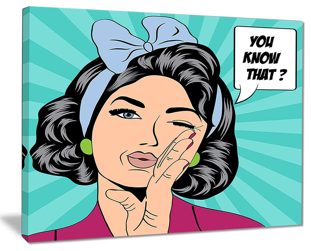 "Woman in Comic Style" Portrait Digital Art Canvas Print