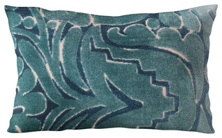 Plutus Blue Velvet Damask Luxury Throw Pillow, 20"x26"