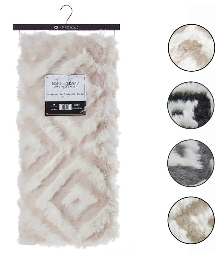Inspired Home Hillary Throw Luxuriously Soft, Acrylic 50"x60", Blush