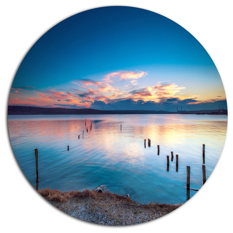 Bright Blue Sky And Blue Waters, Seashore Disc Metal Wall Art, 23"