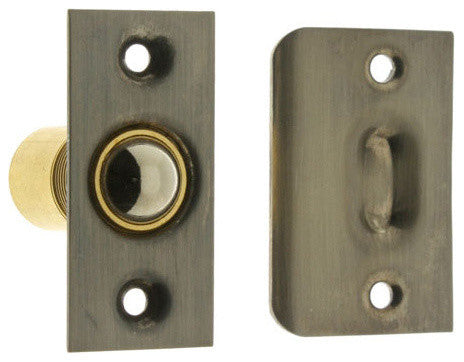 Genuine Solid Brass Wide Square Roller Ball Catch, Antique Nickel