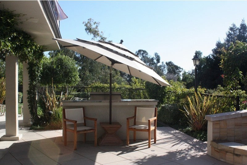 11' Round Market Umbrella Tilt Pulley Frequency Sand Sunbrella Cushion