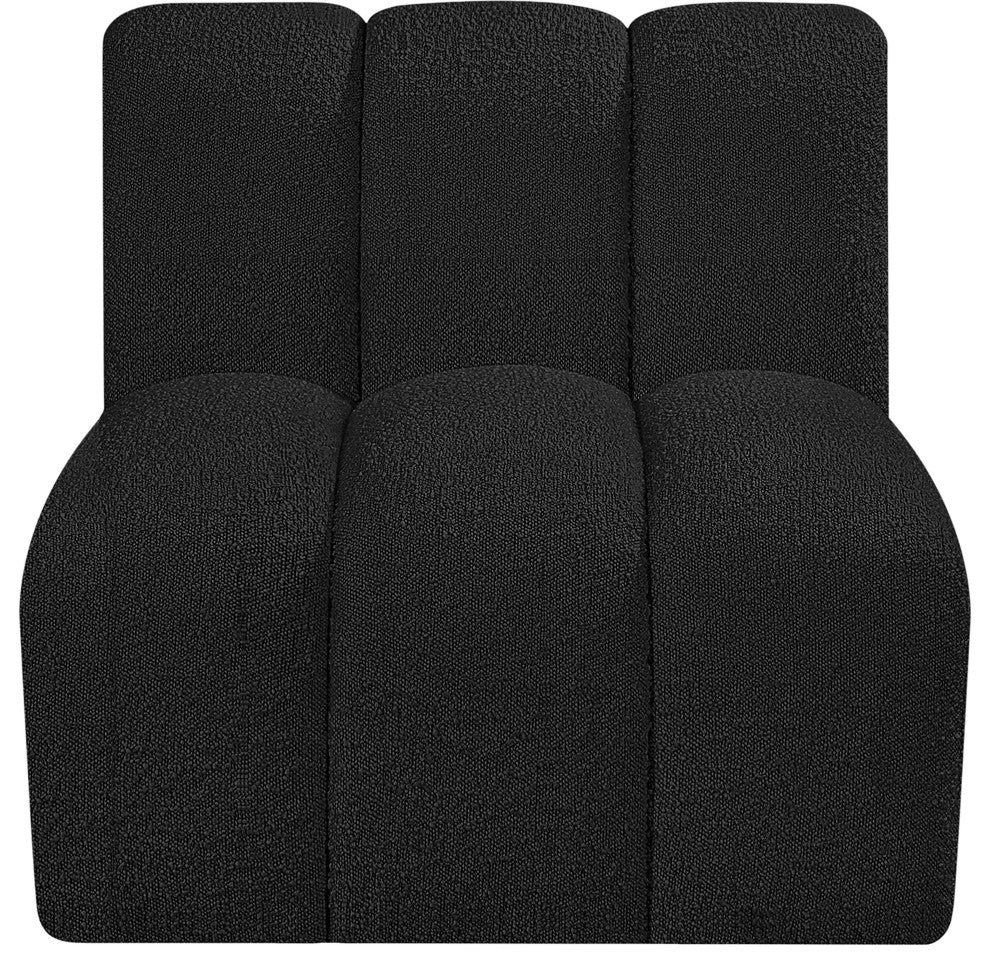 Arc Upholstered Modular Component, Black, 1-Piece: Straight Chair, Boucle Fabric