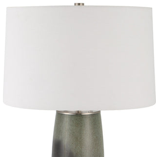 Contemporary Green Gray Blue Ombre Table Lamp 28 in Art Glass Elegant White