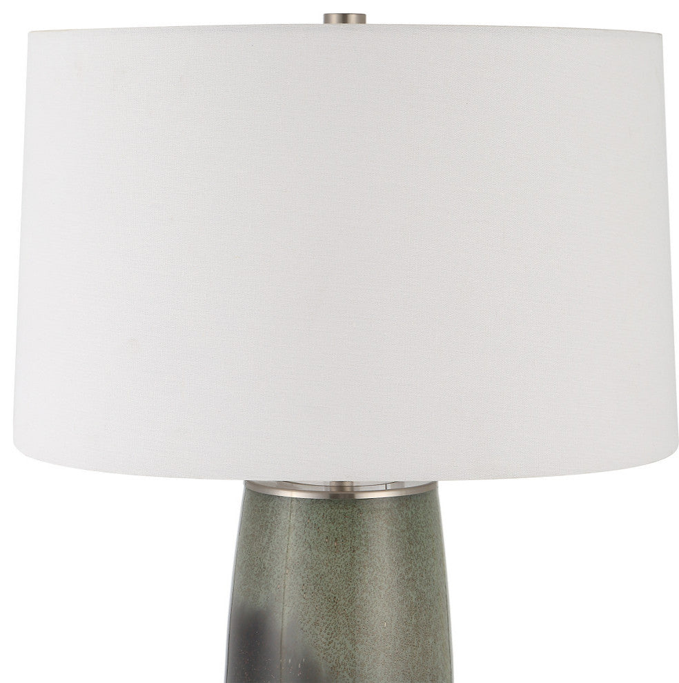 Contemporary Green Gray Blue Ombre Table Lamp 28 in Art Glass Elegant White