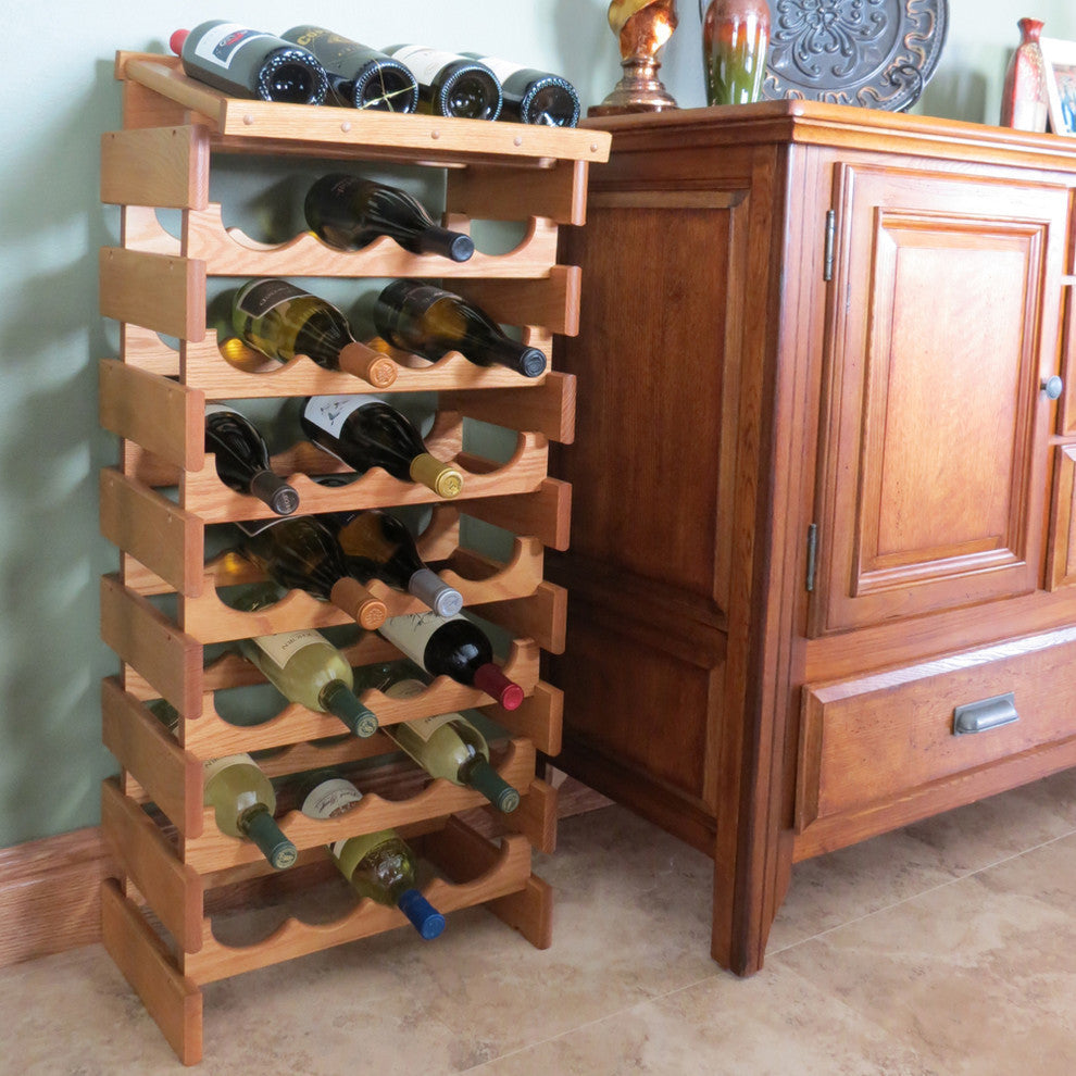 15 Bottle Dakota Wine Rack, Light Oak
